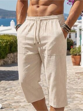 Men's Big & TallCubavera Casual Linen Blend Drawstring Capri Pants - Sz 42